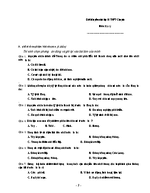 Đề thi tuyển sinh Lớp 10 THPT chuyên môn Địa lý (Có đáp án)